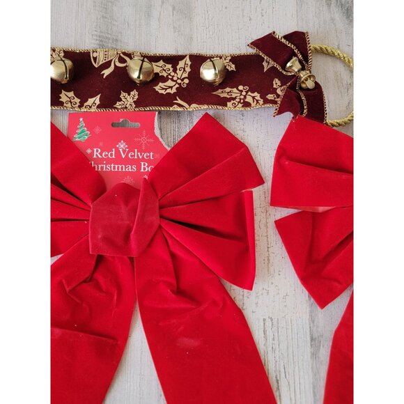 Hanging bow sleigh bell door bell knocker xmas set decor - Picture 5 of 7